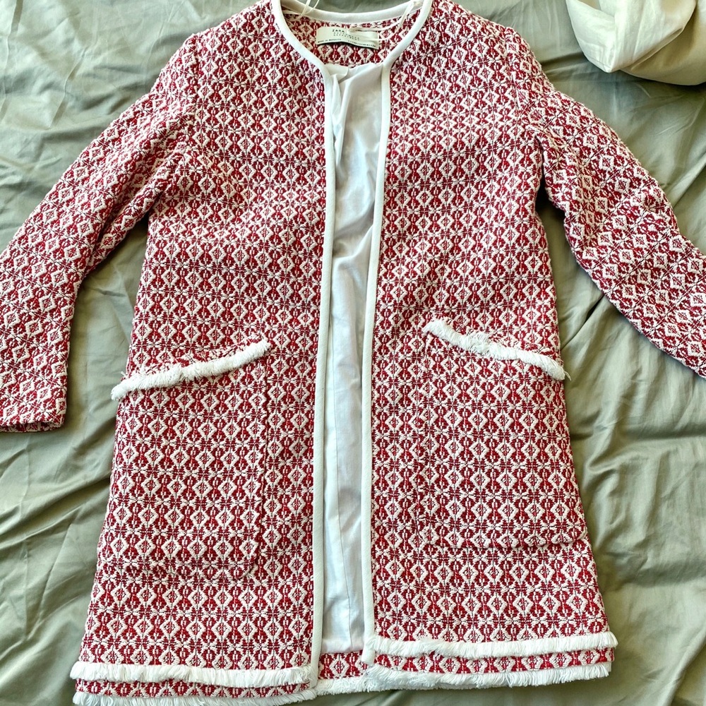 Zara Frayed Printed Coat - Picture 4 of 6